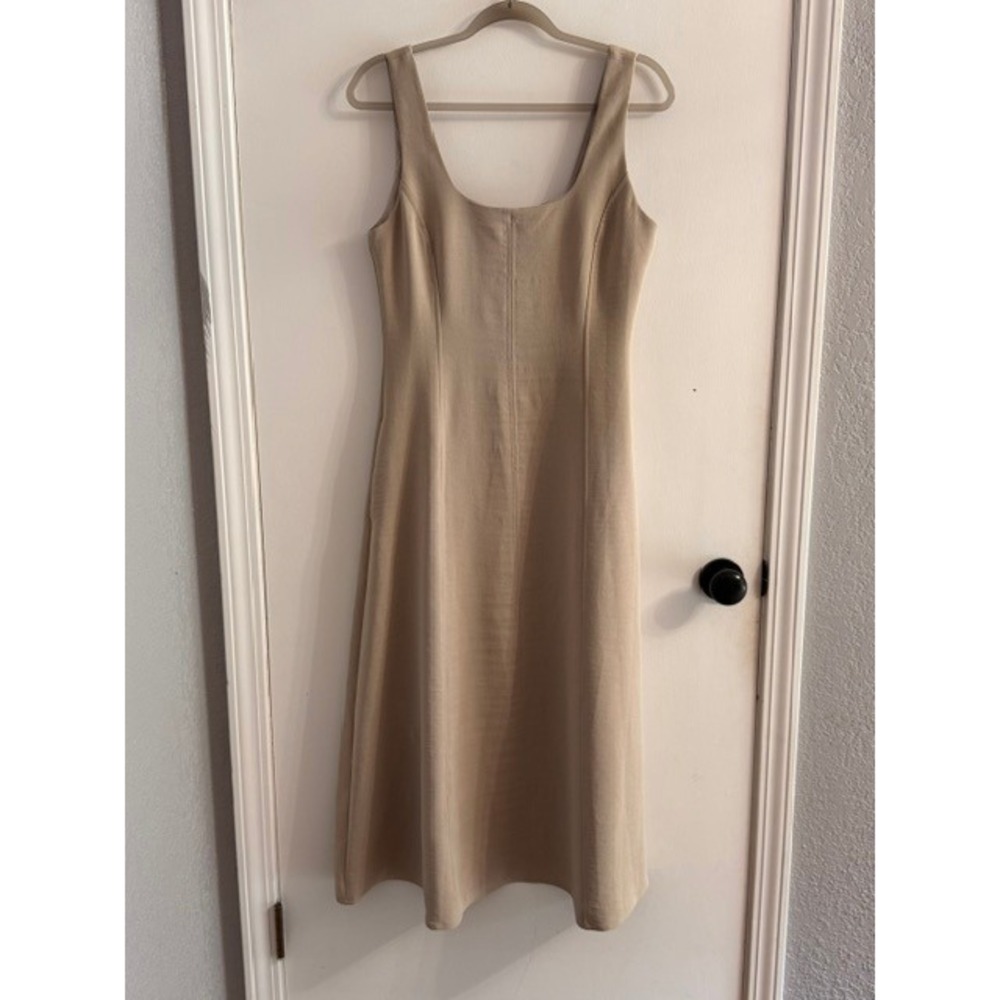 Joie Tan Beige Sleeveless Scoop Neck Midi Dress with Pockets Size 4 NWT